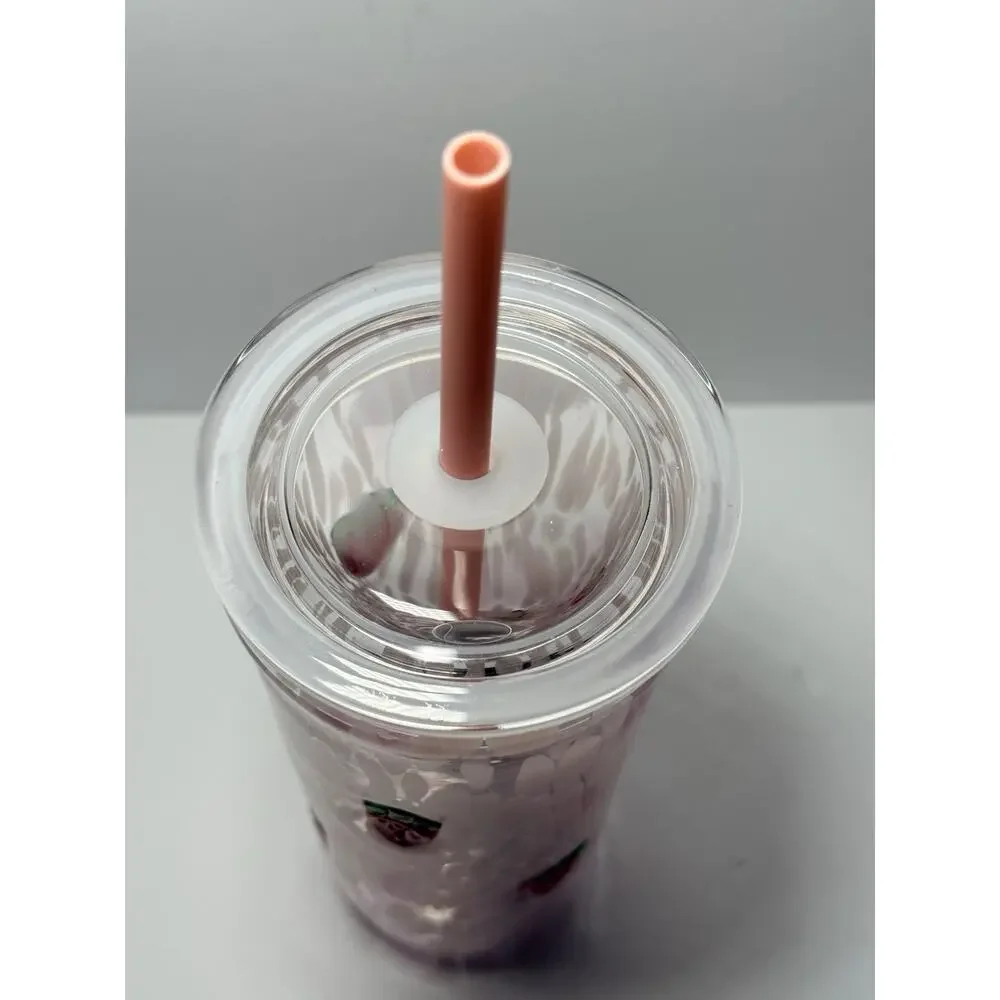 AUTHENTIC Starbucks PINK VIBES PINK DRINK Strawberry Glass 16oz Cold Cup NWT